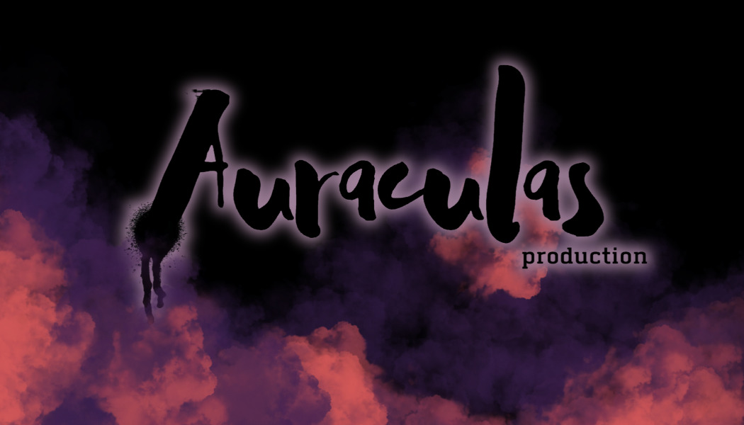 Auraculas Production, sur des nuages violets et rouges.